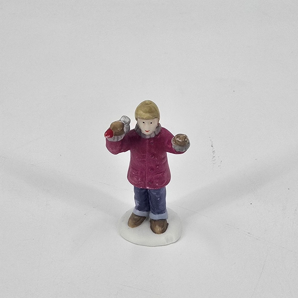 Vintage Lemax Christmas Village Child With Hammer Ceramic Figurine 2.25"